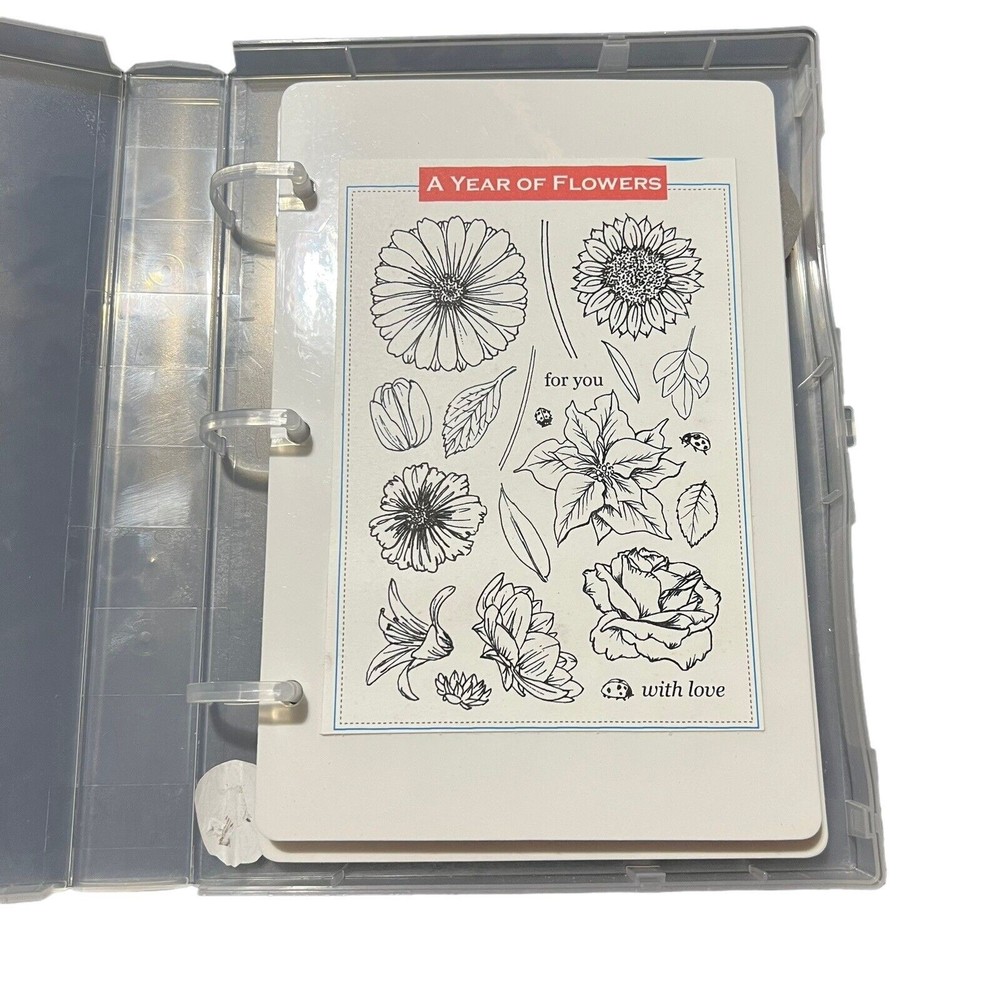 A YEAR OF FLOWERS RUBEBR STAMP SET OF 21 STAMPS  Buds And Vases 14 Stamps Set